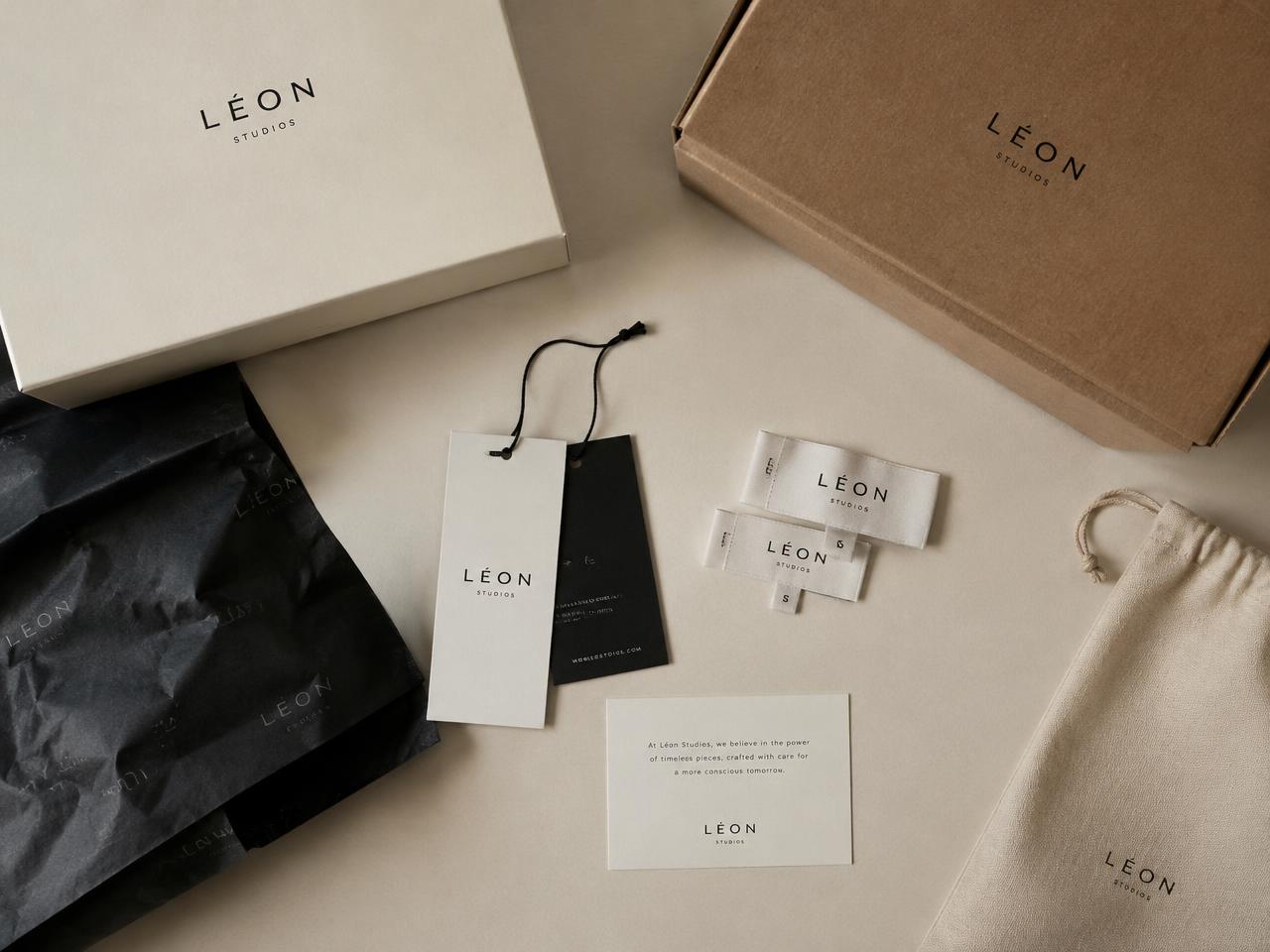 Premium garment packaging and label detail
